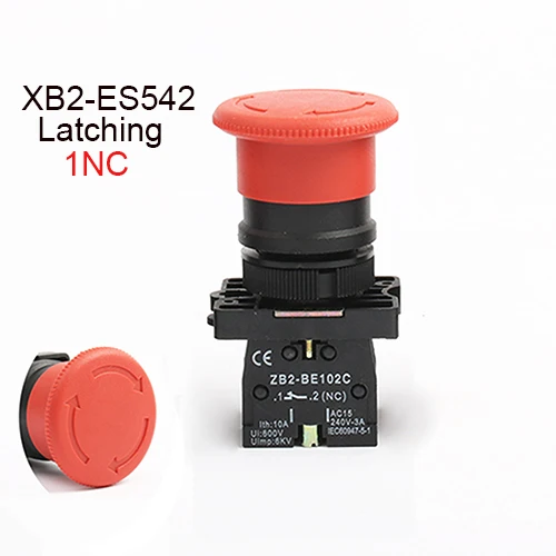 XB2-ES542 XB2-ES142 XB2-ES145 XB2-ES542 1NC/1NO1NC ключ перезагрузка, экстренная остановка кнопочный переключатель/фиксацией, Грибовидная головка 40 мм кнопочный переключатель - Цвет: XB2-ES542