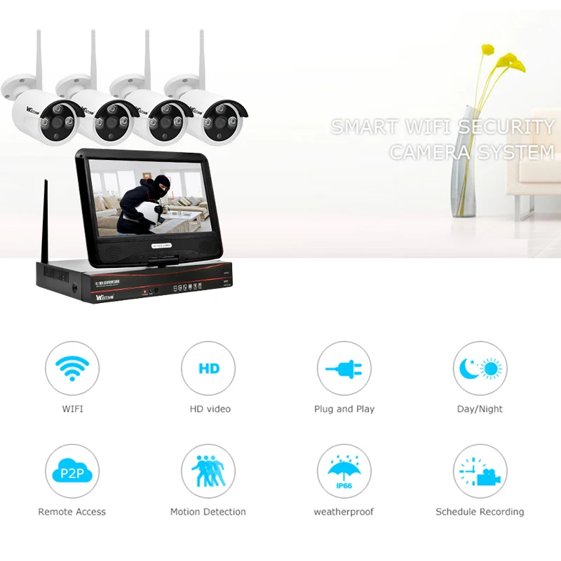 Wistino HD 720 P комплект безопасности wifi NVR CCTV камера система IP s беспроводная