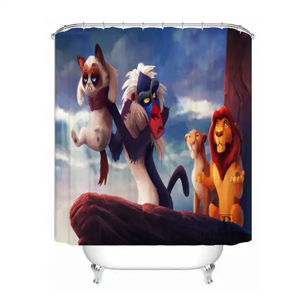 Shower Curtain Пользовательские Король Лев SImba водонепроницаемый занавески для душа дома ванной Ванная комната s крючки полиэстер ткань мульти Sizes180509-02-04 - Цвет: Shower Curtain