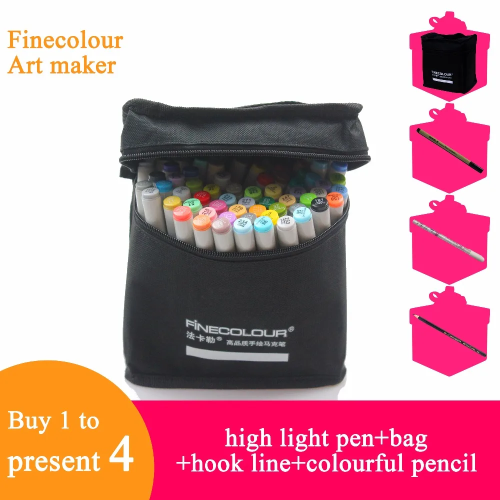 Finecolour EF101 160 цветов чернила на спиртовой основе каллиграфический маркер двухголовая кисть художественные маркеры для рисования