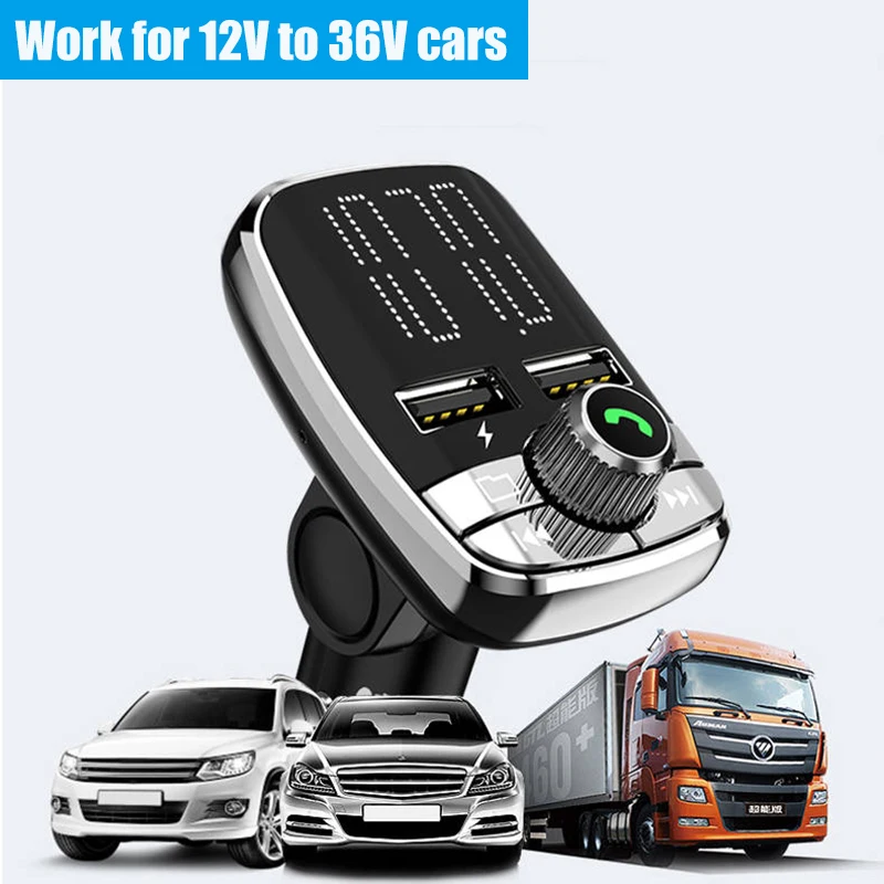 JINSERTA Remote control Car Kit MP3 Player Handsfree Bluetooth 5.0 FM Transmitter Dual USB Charger TF Flash Music Play | Автомобили и