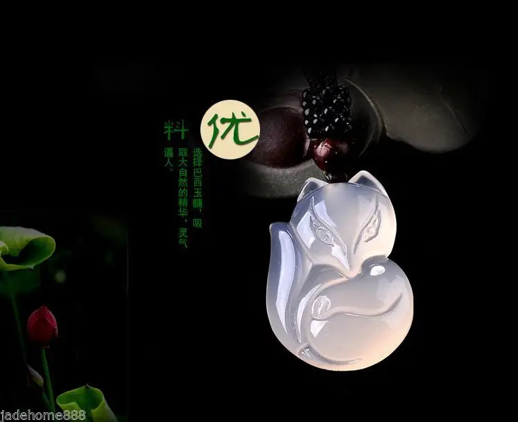Chinese 100% Natural new Chalcedony Lifelike Fox Selling Jadeite pendant necklace |