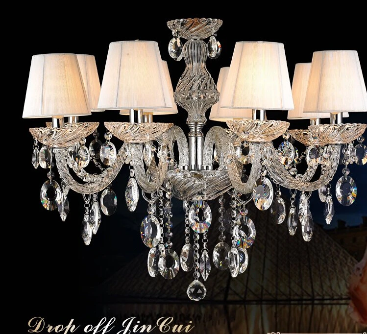 new european style crystal pendant lamp bedroom candle chandelier transparent luxury with lampshade | Лампы и освещение