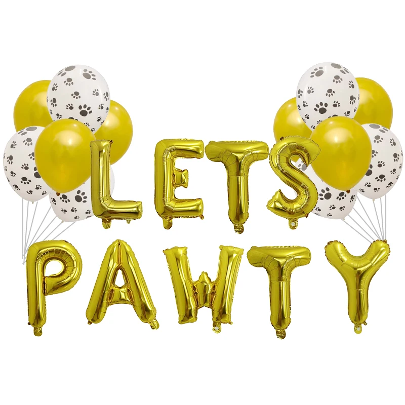 ПЭТ собаки кошки фольги фестиваль позволяет PAWTY празднование многоразовый цветной реквизит украшения милый День рождения воздушные шары подарочные принадлежности