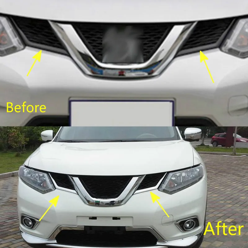 Для Nissan X-Trail Xtrail Rogue T32 2014 2015 2016 Хромированная передняя сетчатая решетка для гриля