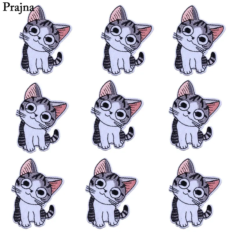 Prajna/оптовая продажа 10 шт. кошки Мультяшные нашивки киска железо на пластыре хиппи