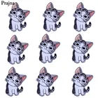 Патчи Prajna для детской обуви в стиле хиппи, 10 шт., с рисунком кошек, аппликации на джинсы, значки на одежду