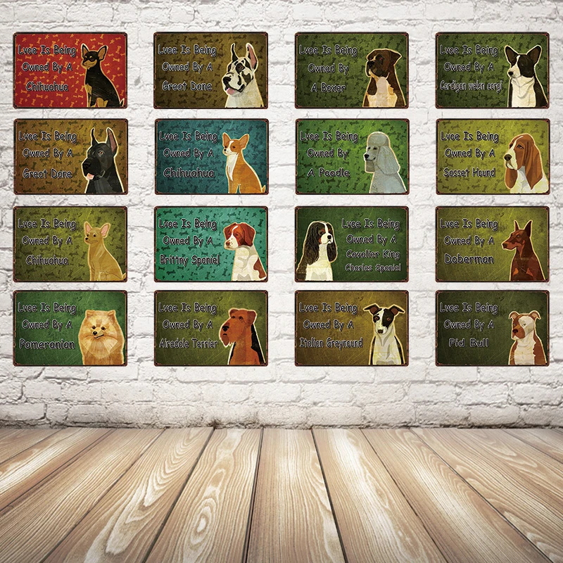 

[ Kelly66 ] Love Is Being Owned By A Dog Great Dane Metal Sign Tin Poster Home Decor Bar Wall Art Painting 20*30 CM Size y-2181