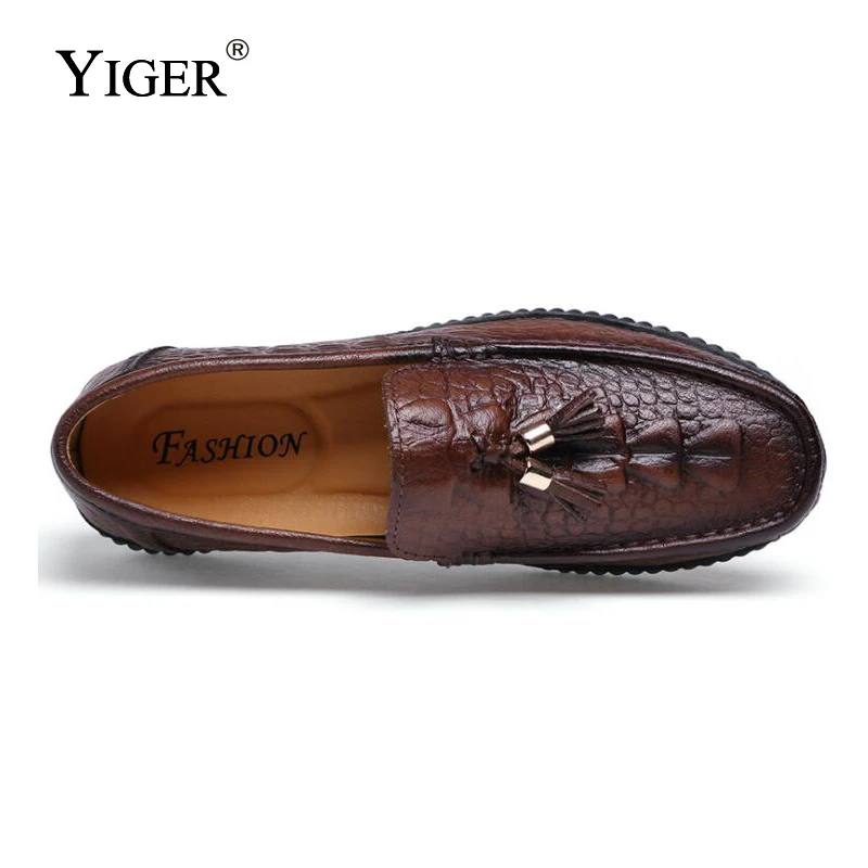 YIGER New Man Boat shoes Breathable Slip-on Men Loafers Genuine Leather Driving Fashion Lazy Free shipping 0136 | Обувь