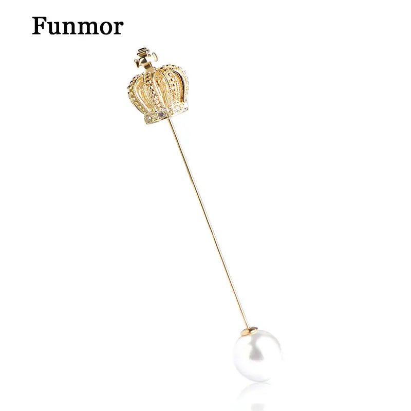 Blucome Chic Симпатичные Значки Для Женщин Корона Брошь Имитация Жемчуга Большой Шарф