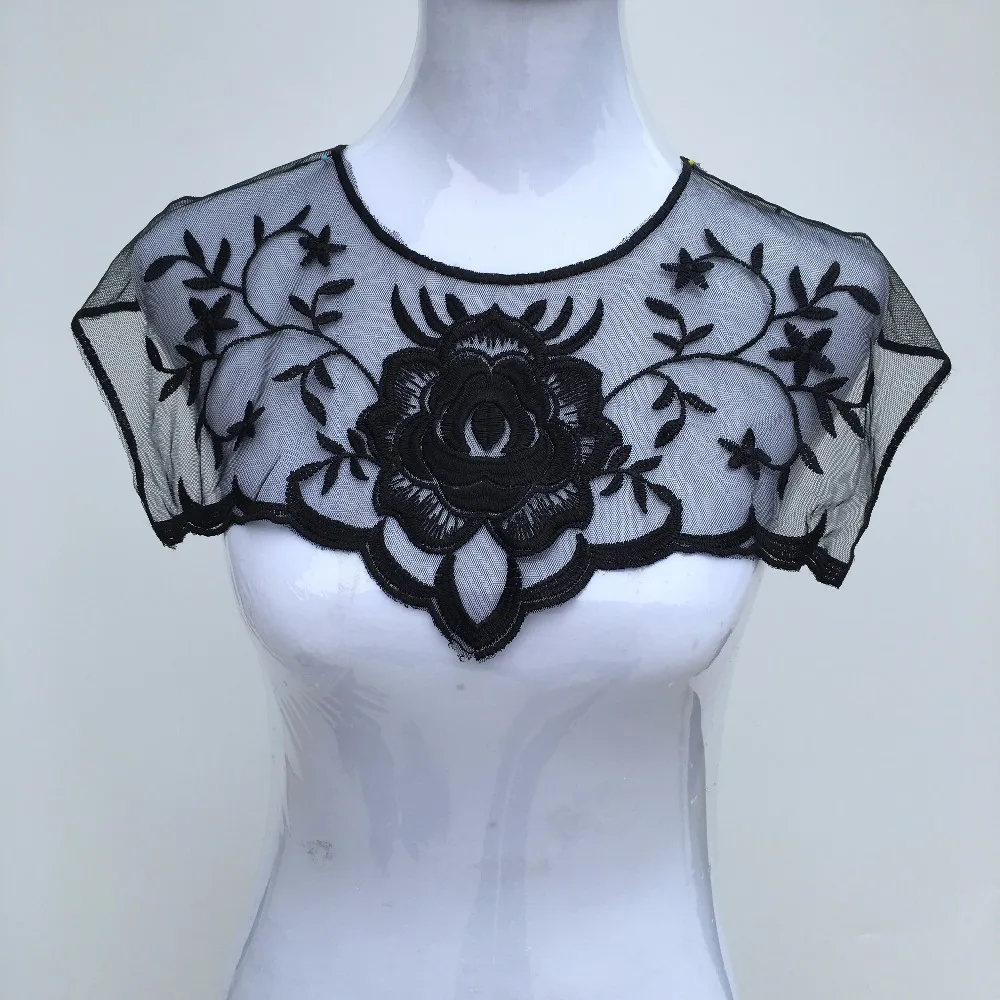 1 шт. вуаль черная ткань цветок венецианское кружево швейная аппликация сделай