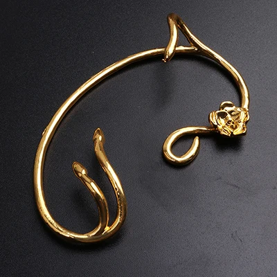gold color Женские серьги на клипсах в форме капельки в виде цветка розы из сплава, золотые для ушей, модные ювелирные изделия, 1 пара, не пирсинг, обертка - Окраска металла: gold color