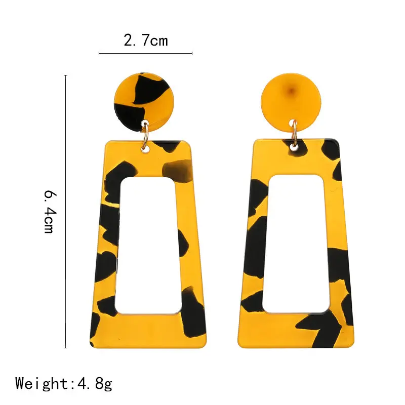 Simple Design Geometric Earrings Square Rectangle Acetic Acid Resin Acrylic Earrings For Women Korean Style Fashion Pendientes