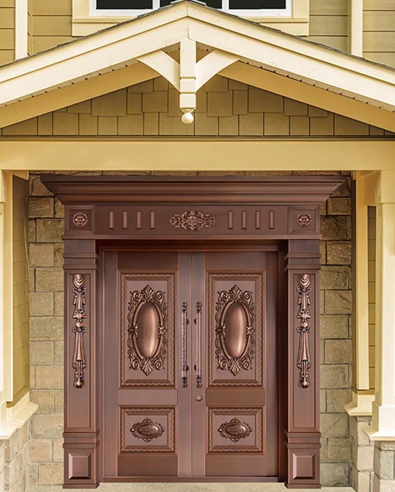 

Bronze door security copper entry doors antique Copper Retro Door Double Gate Entry Doors H-c8