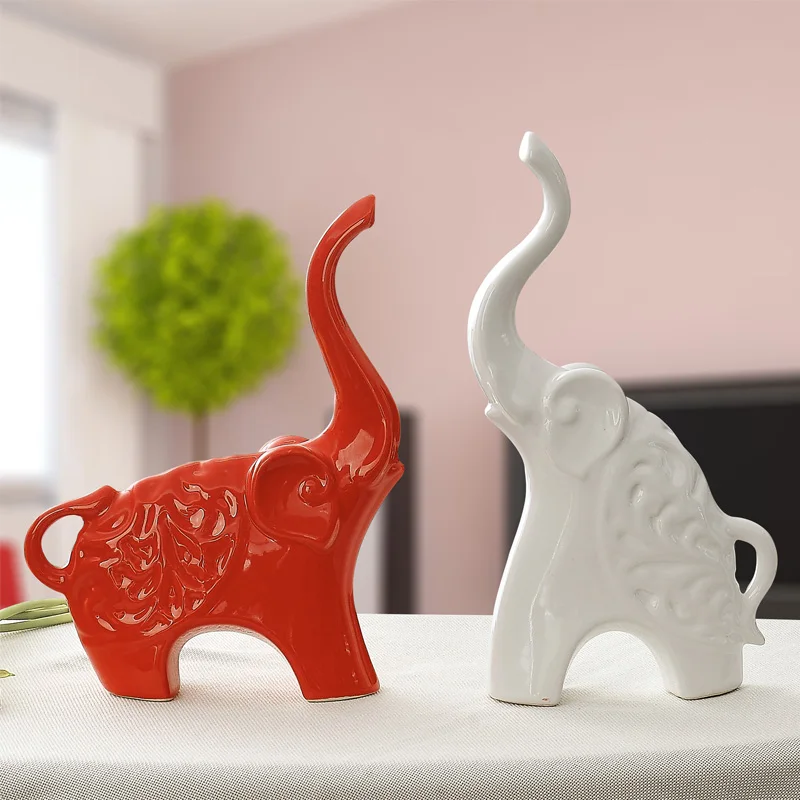 Красные черные керамические Африканский слон home decor ремесел украшения комнаты