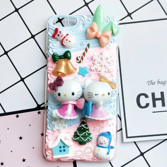 DIY чехол для iphone 8 7 6 6s plus Xs max 3D cat phone cover XR X Крем ручной работы Коробка сладостей