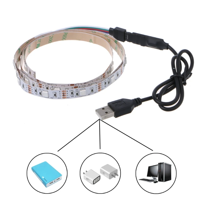 

0.5m/1m/2m DC 5V USB 30 LED/m 5050 RGB Non Waterproof Flexible LED Strip Light TV Back Lighting+24 Key Remote