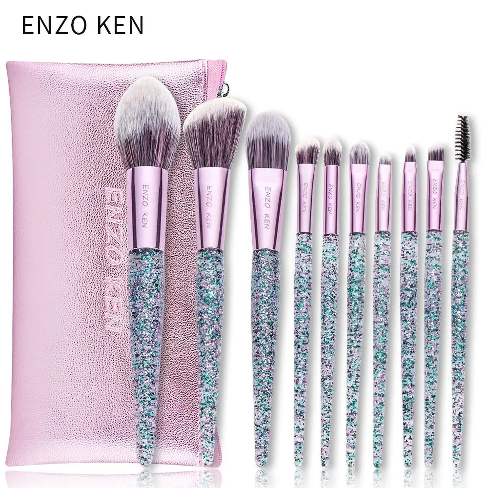 Кисти для макияжа ENZO KEN, 10 шт., кисть для нанесения основы, румян, кисть для пудры, растушевки теней, набор кисточек для макияжа