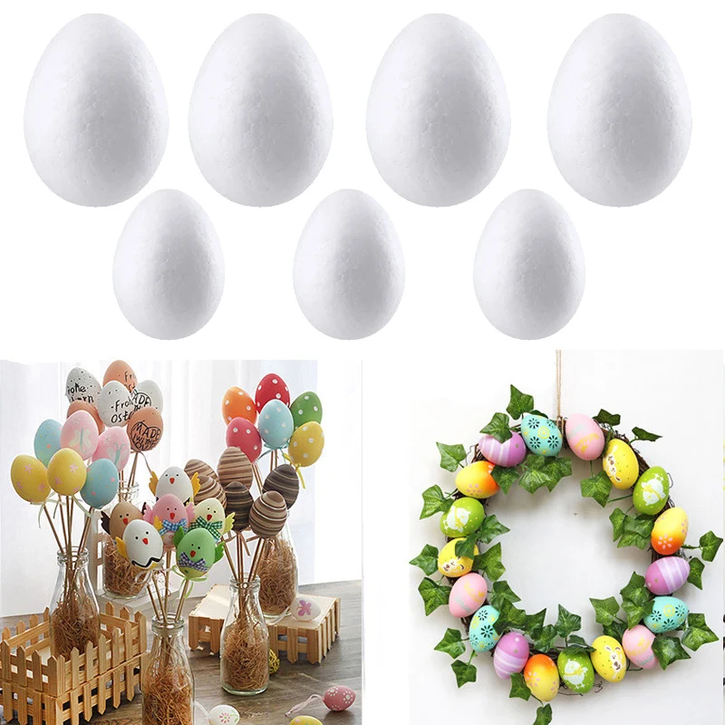 

50Pcs Easter Handmade DIY Painting Egg Accessories White Foam Egg Easter Party Supplies Easter Gift For Kids