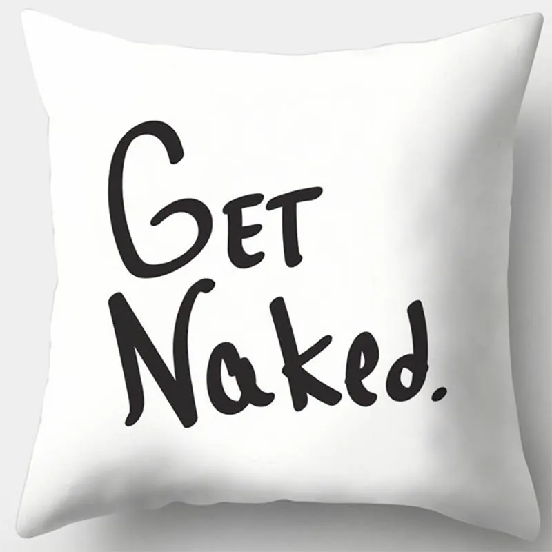 Наволочка с геометрическим узором и буквами черный белый цвет любовь панда