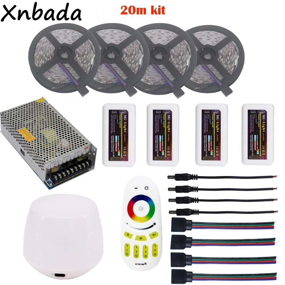 Высокий светильник DC12V RGB 5050 Светодиодные полосы 5/10/15/20 м + Mi. Светильник 2 4 г