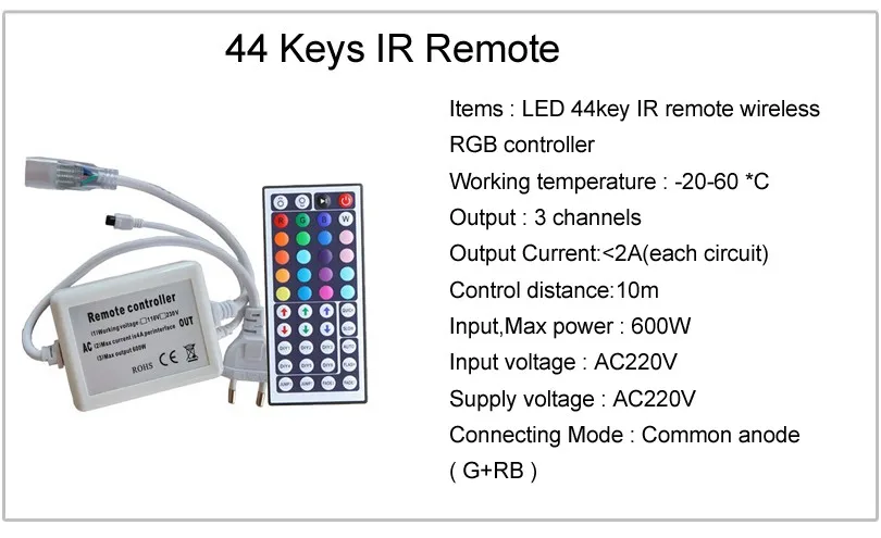 AC 220V RGB светодиодный контроллер 24/44-клавишный пульт ИК RF сенсорный пульт дистанционного управления Беспроводной для высокого напряжения Светодиодные ленты светильник веревка светильник ing