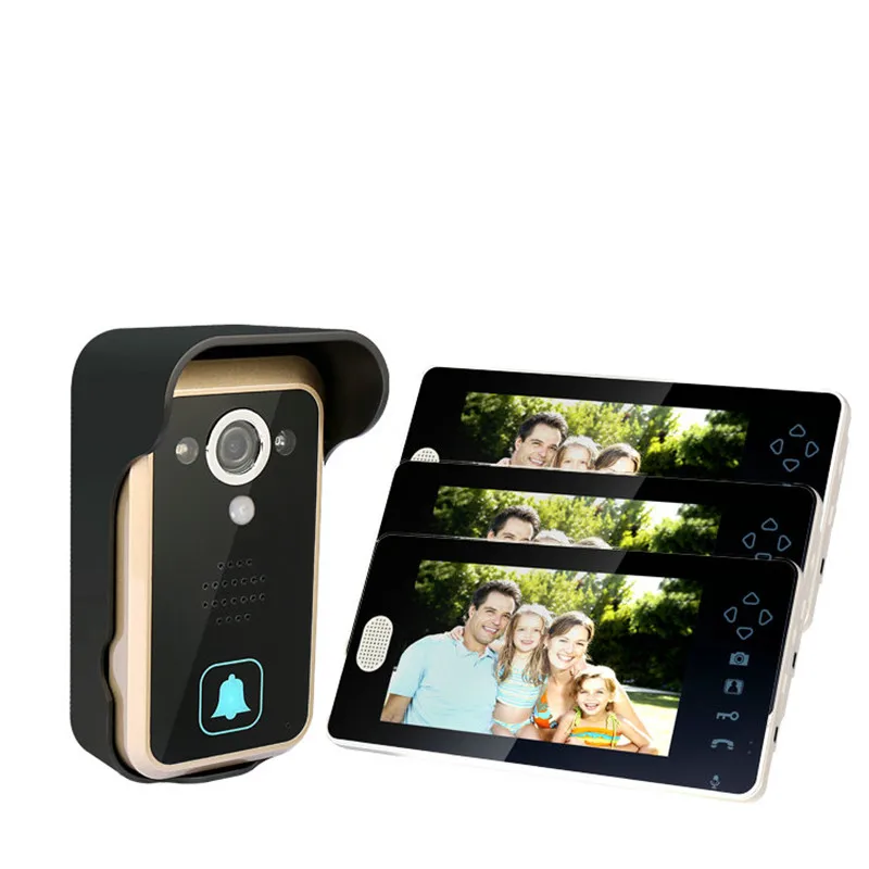 Newest Three Smart Home 7'' Screen Video Door Phone,Remote Unlock 2.4GHz Video Digital Wireless Front Door Peephole Camera D115a