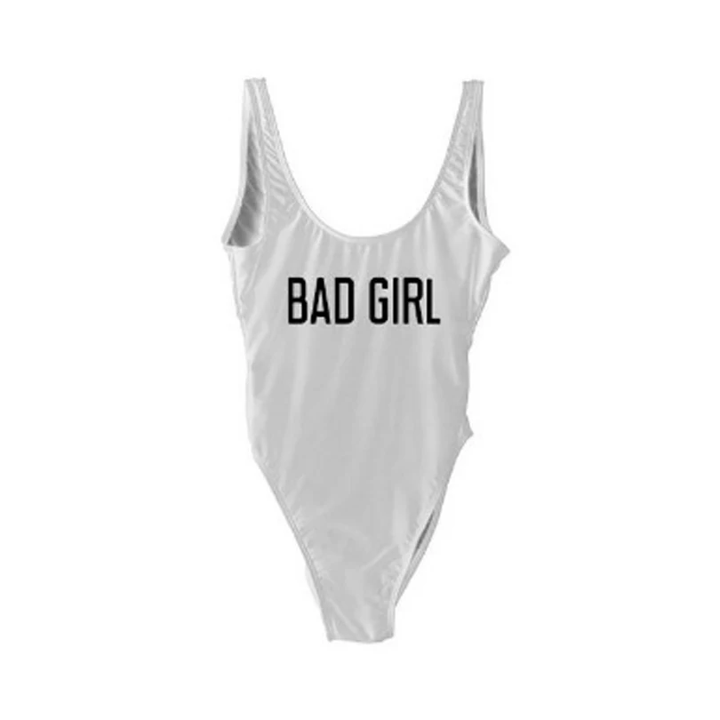2017 неоновый розовый Bad Girl с буквенным принтом спортивный цельный трикотажный