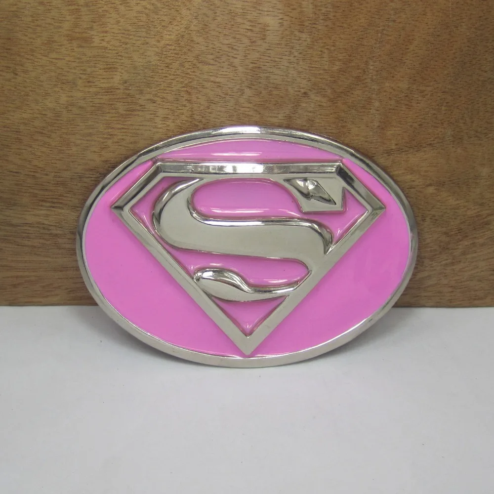 BuckleClub оптовая продажа розовый эмалированный Супермен супергерой пленка Джинсы