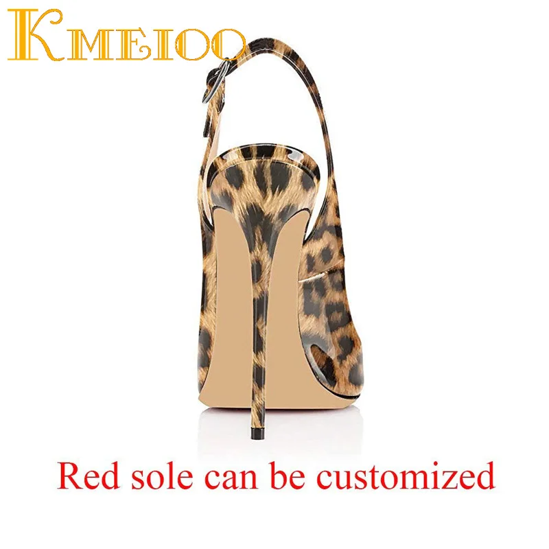 Kmeioo 2020 Hot Sale Sexy Ladies Shoes Leopard Pumps Peep Toe High Heels Slip-on Slingback Stiletto Party Wedding Evening | Обувь