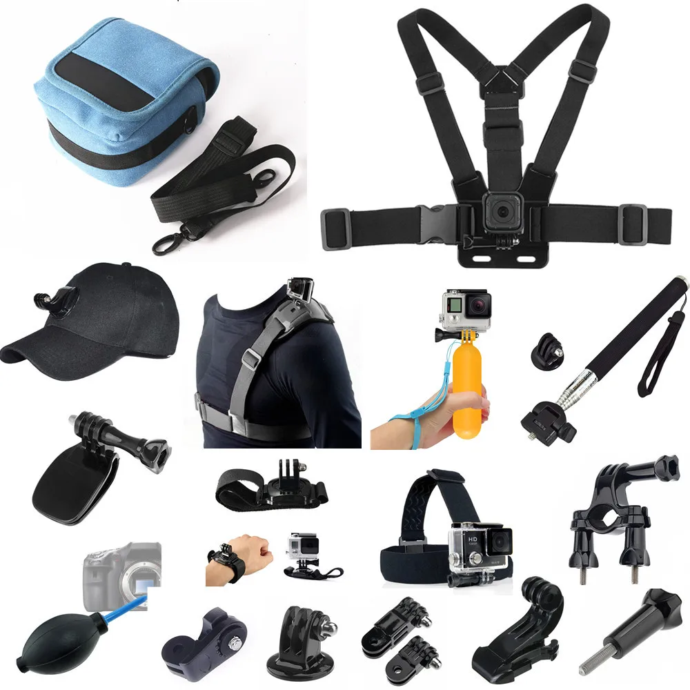 Blue 12 в 1 Набор аксессуаров для Nikon KeyMission 360 170 80 Gopro Hero 8 7 6 Black 5 4 3 Drift Innovation Stealth 2 HD Ghost-S - Цвет: Blue