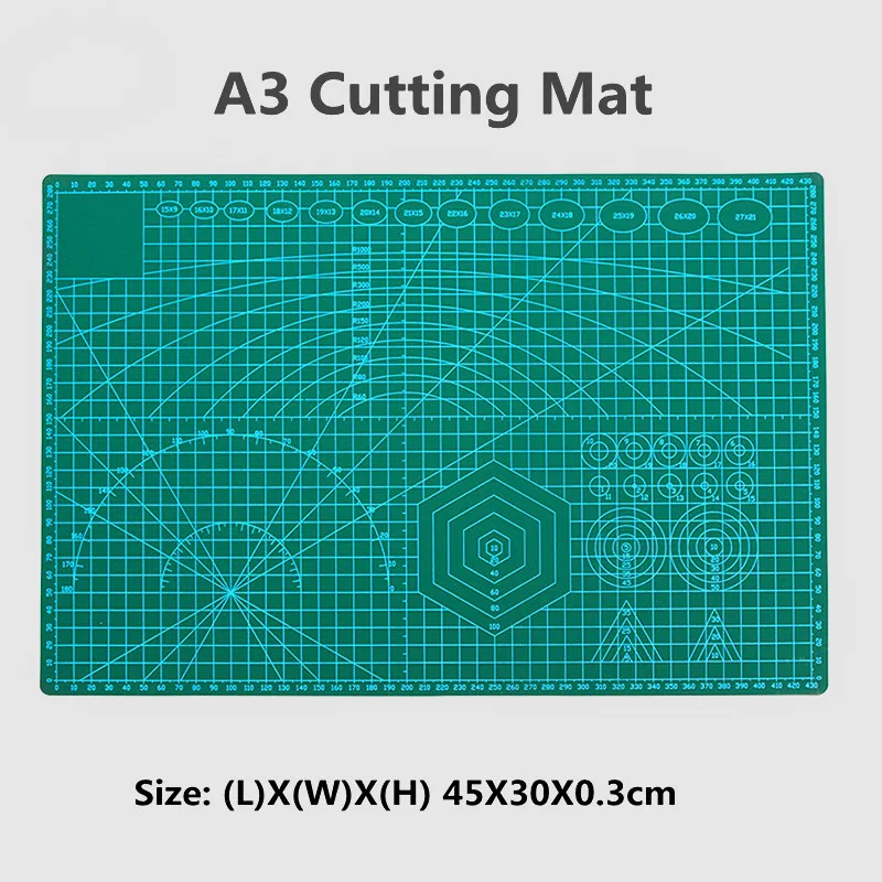 

A3 Cutting Mat Plastic PVC Non Slip Self Healing Patchwork Double Sided Cutting Border Plate Pad for Leather Fabric Paper Craft