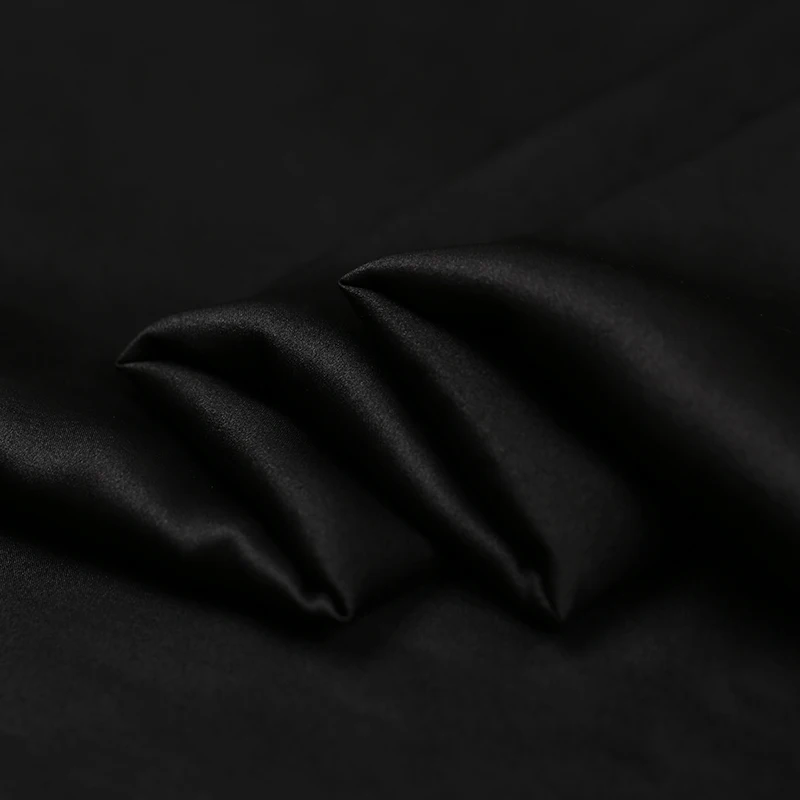 Шелковая креп-атласная ткань 19 м черная шелковая мягкая для платья летняя