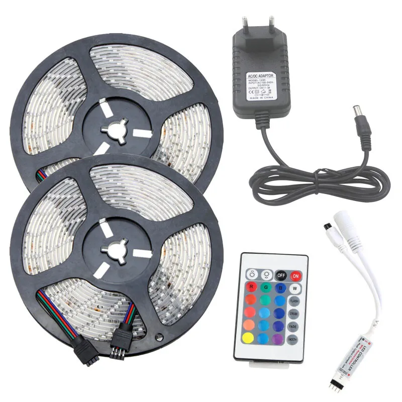 Светодиодная лента 12 В 2835 SMD RGB 60 светодиодов/м adhensive 5 м 10 комплект + 24 клавиши