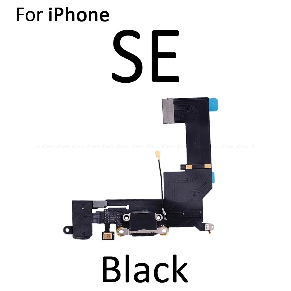 USB док-коннектор, зарядный порт гибкий кабель для iPhone 4S 5 5S SE 6 6S Plus USB зарядное устройство штекер гибкий кабель, запчасти для ремонта - Цвет: For iPhone SE Black