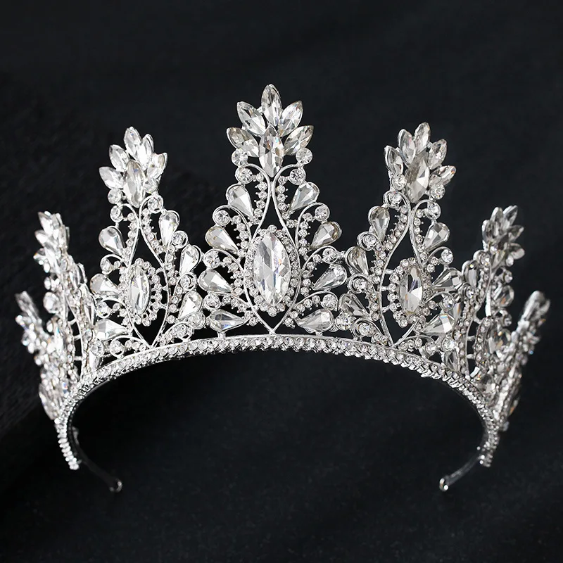 

Baroque Luxury Crystal Big Drop Bridal Tiaras Crown Rhinestone Pageant Diadem Headbands Wedding Hair Accessories Tiara De Noiva