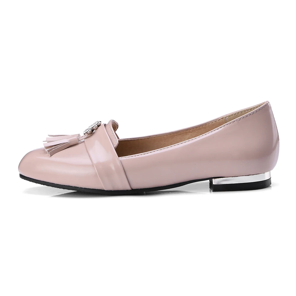 FOREADA/лоферы Женские балетки на плоской подошве с квадратным носком и бахромой