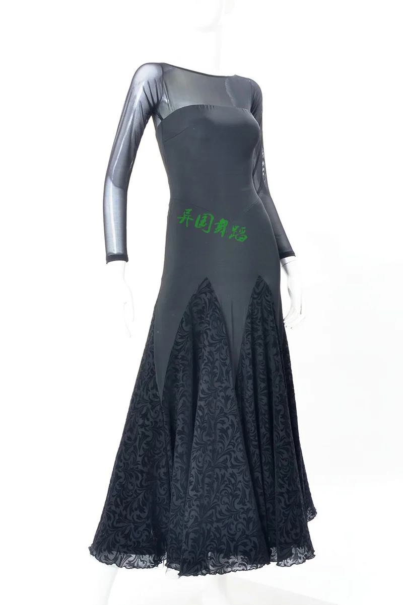 

Женское черное бальное платье с длинным рукавом, сексуальное испанское платье для фламенко, танцевальное платье