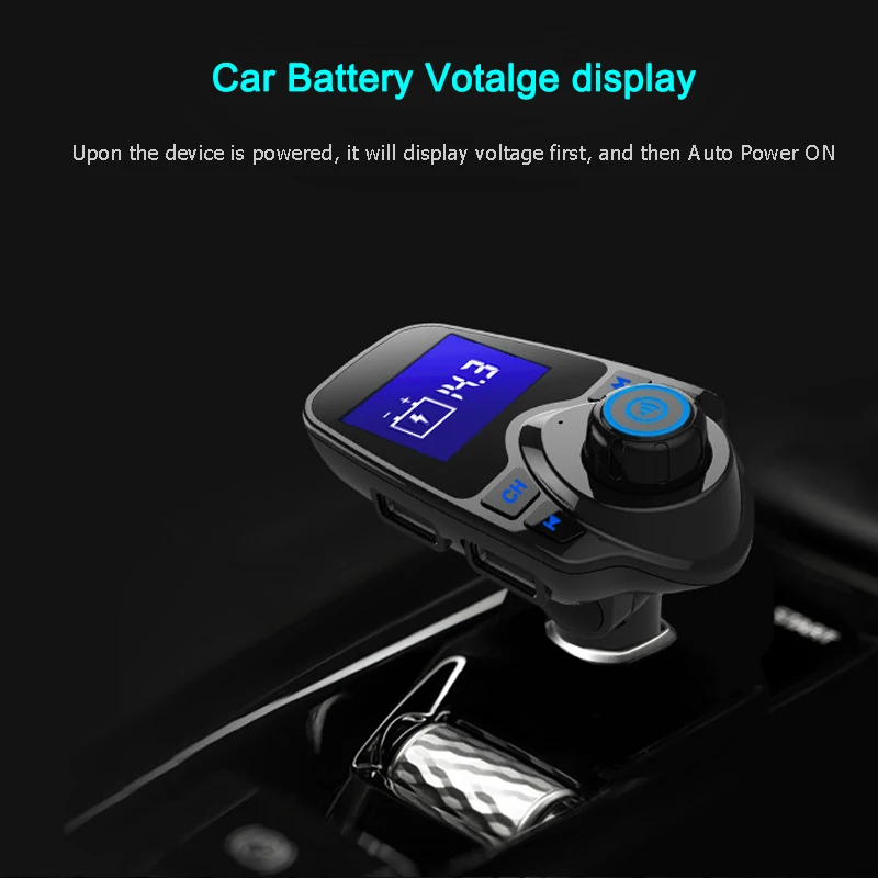 JINSERTA Power ON AUX Audio MP3 Player TF USB Music Receiver Car Bluetooth Handsfree Wireless FM Modulator LCD Dual Charger | Автомобили и