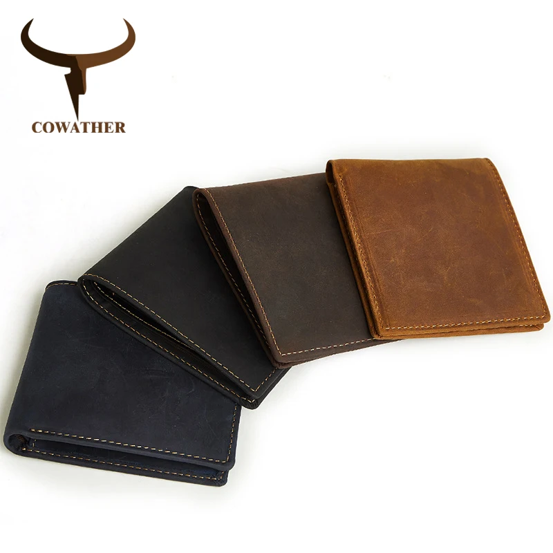 COWATHER, высокое качество, натуральная кожа, короткие кошельки для мужчин, RFID, модный мужской кошелек, хороший мужской кошелек, 4 цвета, Q2046