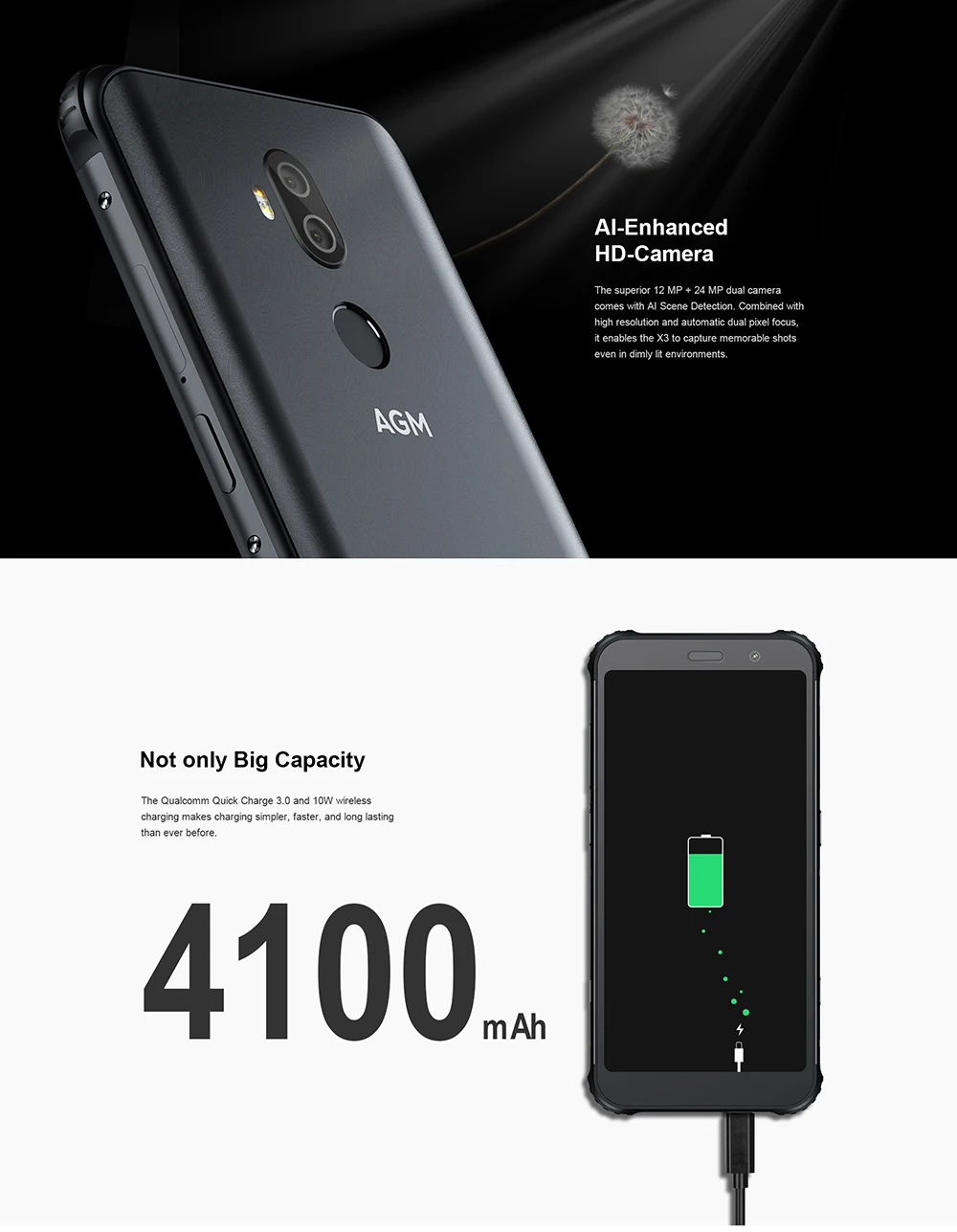 AGM X3 5,9" HD 18:9 IP68 водонепроницаемый мобильный телефон 8 ГБ ОЗУ 256 Гб ПЗУ Qualcomm SDM845 Восьмиядерный отпечаток пальца 4100 мАч отпечаток пальца