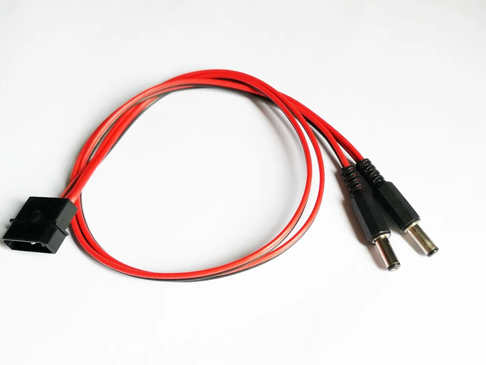 50 см IDE Molex штекер 2 * DC 5 мм x 1 конвертер адаптер кабель питания 12 В 18AWG