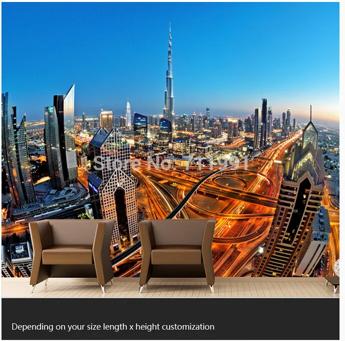 

Free shipping custom modern 3D large murals TV setting wall of the sitting room bedroom wallpaper skyscrapers in Dubai