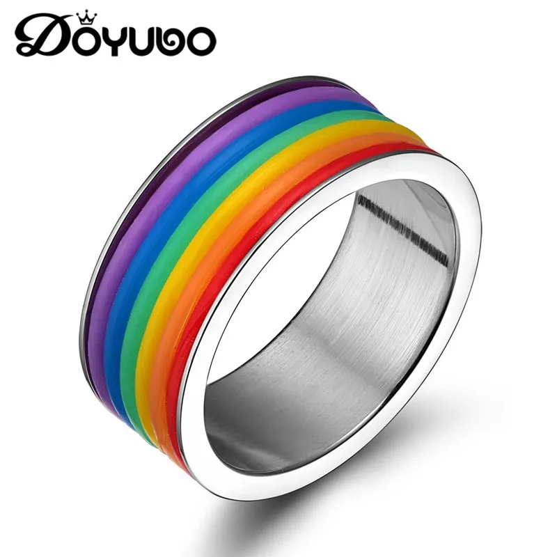 Кольца DOYUBO из нержавеющей стали для гомосексуалистов с цветным радужным