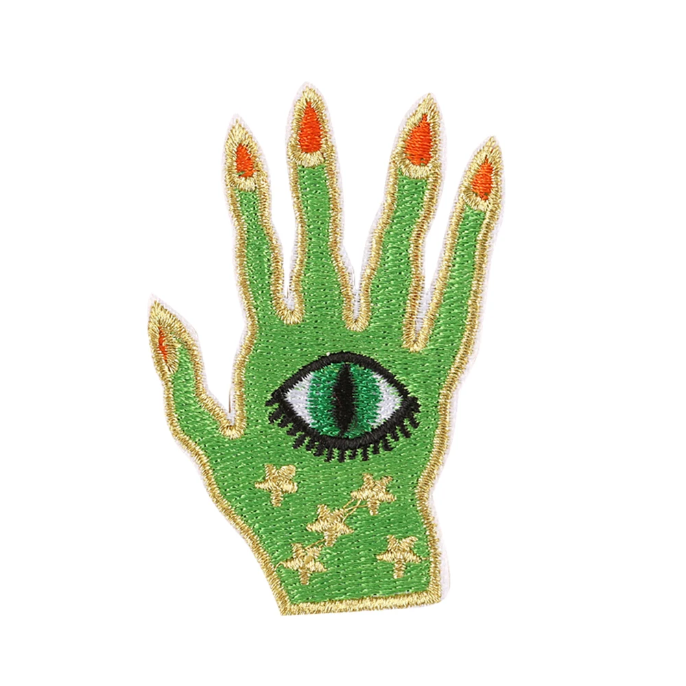 Вышивка патч пентаграмма палец формы Патчи DIY ручной работы для пришивания на