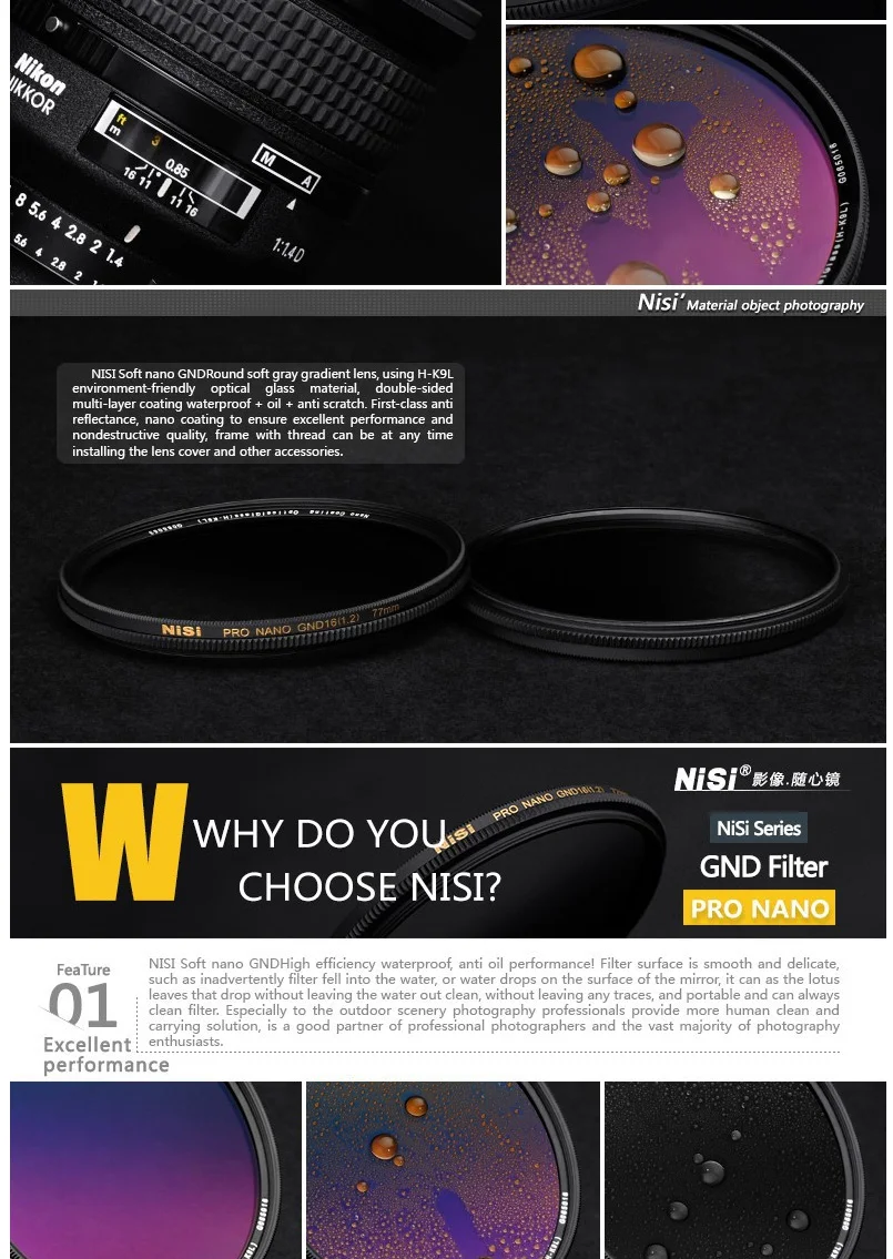 NiSi PRO NANO MC GND16(1,2) GC-GRAY Градуированный фильтр с нейтральной плотностью 67 мм/72 мм/77 мм/82 мм оптическое стекло