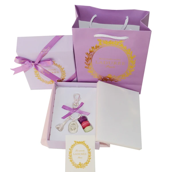 New purple Новое поступление блестящие посеребренные Брелоки для ключей, подвески на сумку, Франция, Macarons Effiel Tower Lover, Рождественский брелок, подарки, весь набор - Цвет: New purple