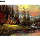 Набор для алмазной вышивки сделай сам, картина с рисунком осени, реки, пейзажа, вышивка крестиком, мозаика природные украшения для дома art