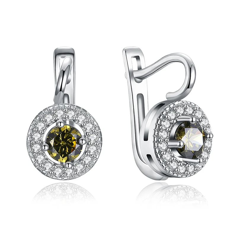 QCOOLJLY оливковый зеленый pendientes brincos блестящие украшения подарок фианит, циркон, кристалл серебряного цвета серьги-кольца для женщин Свадебные