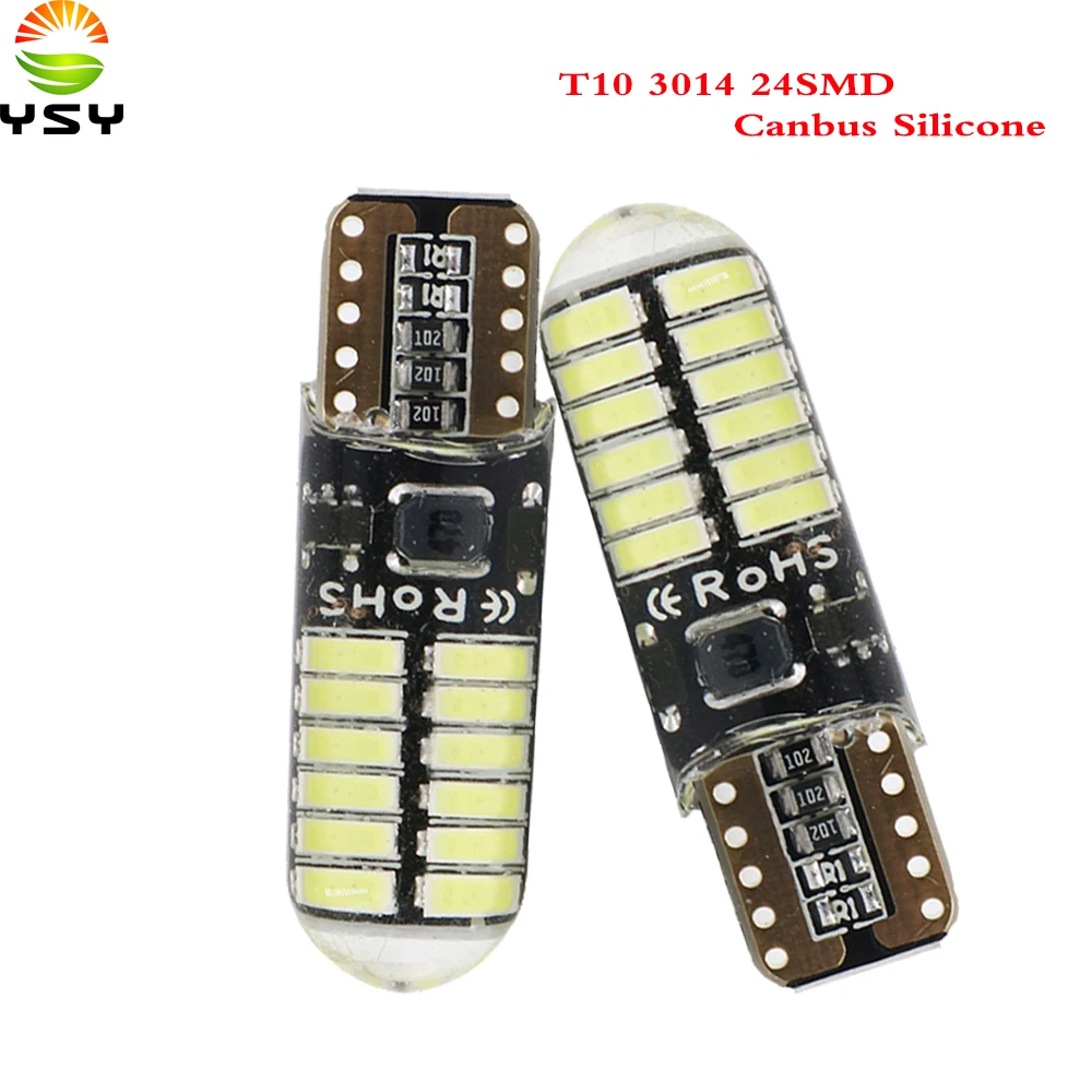 YSY 100X Новый T10 W5W светодиодный силиконовый гель светильник 194 168 3014 24SMD Габаритные